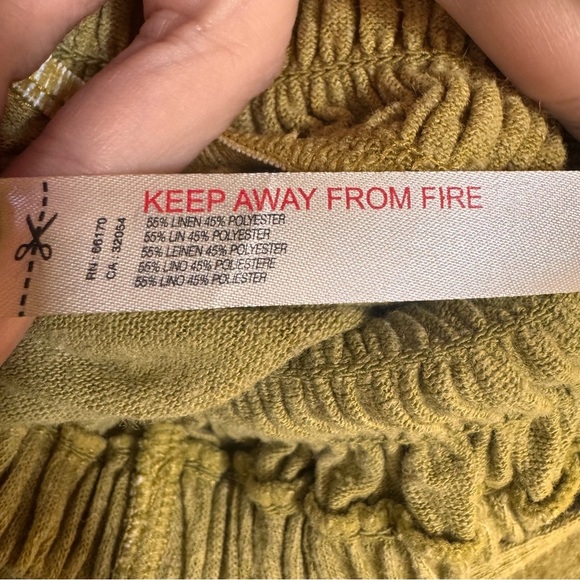 Free People Homecoming Jumper Linen Blend in "Lentil Sprout" Green Size Small - Picture 9 of 11